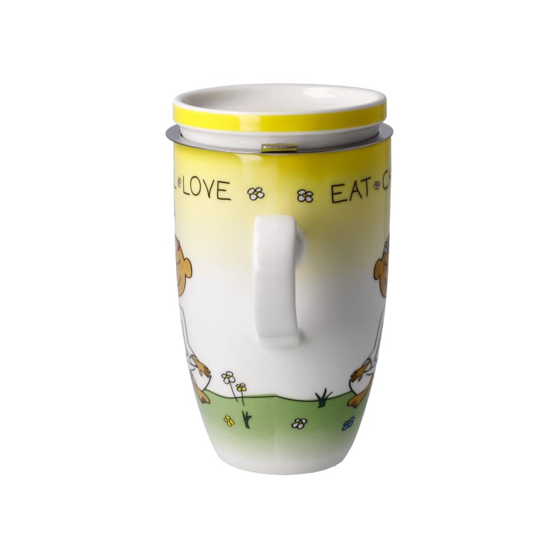 Tea cup with lid and strainer The Little Yogi - "Eat Chill Love" - Image 6