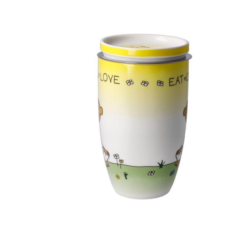 Tea cup with lid and strainer The Little Yogi - "Eat Chill Love" - Image 4