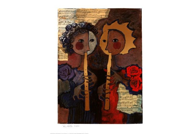 8e713520302d82db0e1fbd95973ca909 Rosina Wachtmeister Kunstdruck "Two golden flutes" – Bild 1