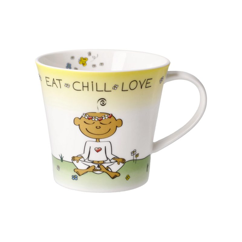 Coffee-/Tea Mug Der kleine Yogi "Eat Chill Love" – Bild 1