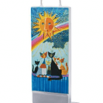 Flachkerze, Candle rechteckig, "Cats Family under the Rainbow"