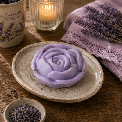 Lavendel Rose Ovis-Seife Rose Lavendel 8 cm 100g – Bild 1