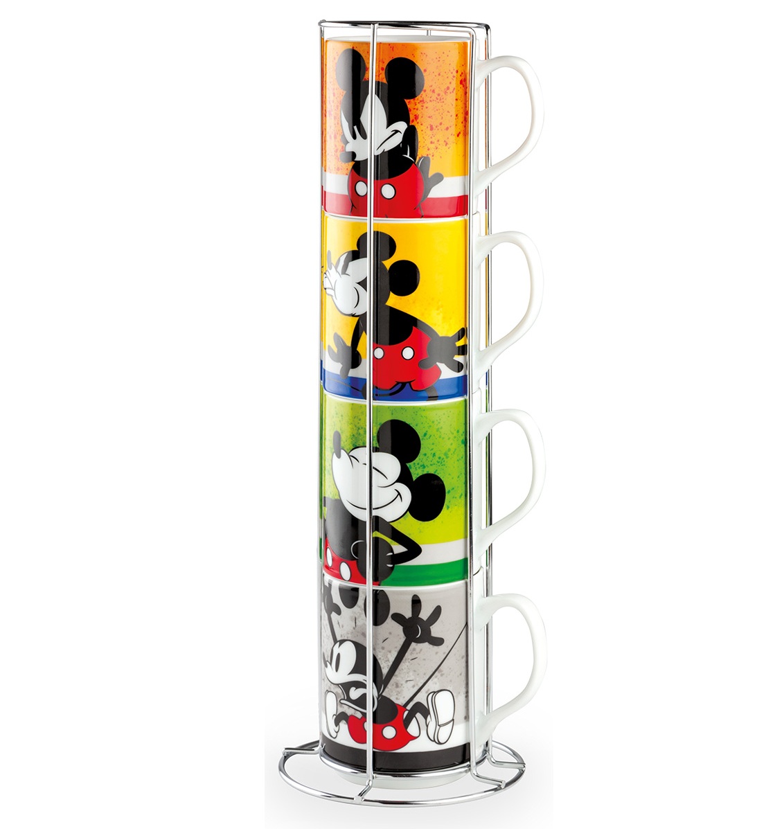 DISNEY MICKEY I AM 4er-Set stapelbarer Becher 350 ml mit Metallständer