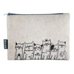 Täschchen "Katzenbande" Beige mit Reisverschluss