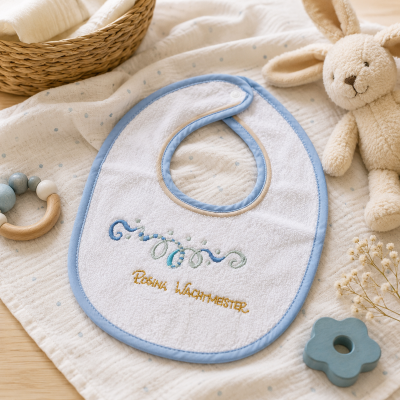 Babylätzchen Blau Rosina Wachtmeister Lätzchen mit druckknopf „Club der Minis“ Blau – Bild 1