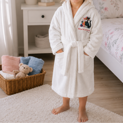 Bademantel weiß 128 Rosina Wachtmeister Bademantel für Kinder aus 100 % Baumwolle Größe 128 Weiß – Bild 1
